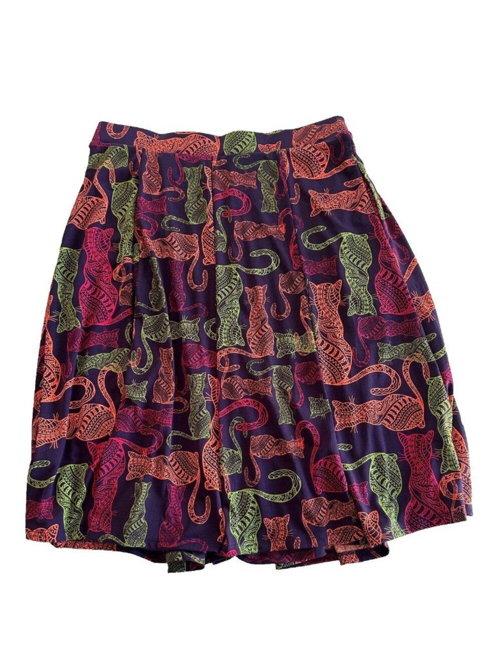 LULAROE LG Purple Multi-Colored Cats Pull-on Skirt NEW Cat Meow Funky - Picture 2 of 6